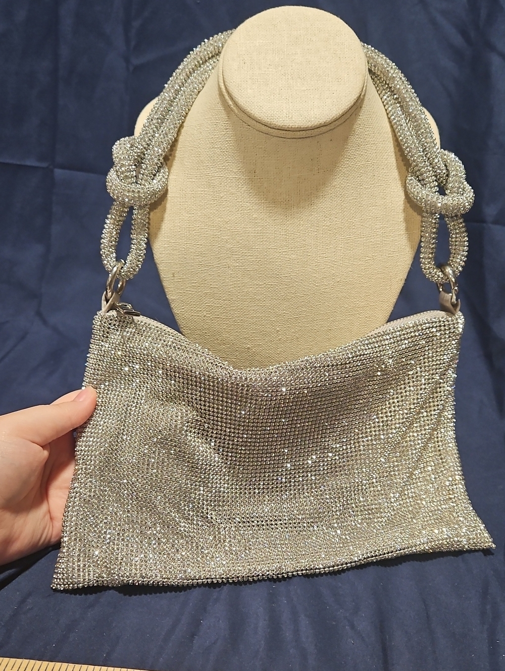 Silver Crystal Evening Shoulder Bag